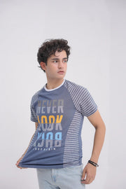 Grey Striper Cotton Men's T-Shirt - Loopspk