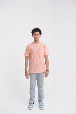 Light Orange Cotton Men's T-Shirt - Loopspk
