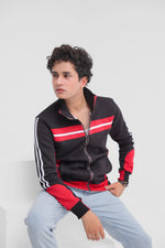 Men’s Black and Red Zipper Hoodie - Loopspk
