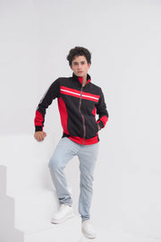 Men’s Black and Red Zipper Hoodie - Loopspk