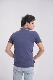 Navy Blue Cotton Men's Polo Shirt - Loopspk