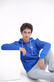 Royal Blue Men's Zipper Hoodie - Loopspk