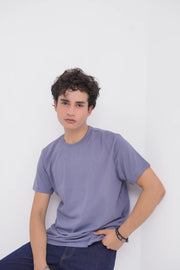 Slate Blue Cotton Men's T-Shirt - Loopspk
