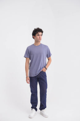 Slate Blue Cotton Men's T-Shirt - Loopspk