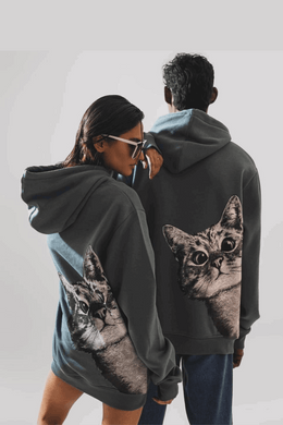 Unisex Cat Printed Hoodie - Loopspk