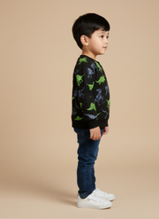Boys Black Dinosaur Printed Sweatshirt