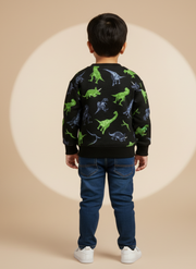 Boys Black Dinosaur Printed Sweatshirt
