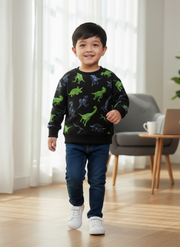 Boys Black Dinosaur Printed Sweatshirt