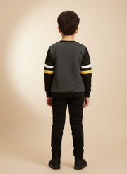 Boys Charcoal Black Sweatshirt – Soft Fleece Winter Pullover