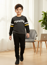 Boys Charcoal Black Sweatshirt – Soft Fleece Winter Pullover