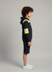 Boys Navy & Yellow Zipper Hoodie