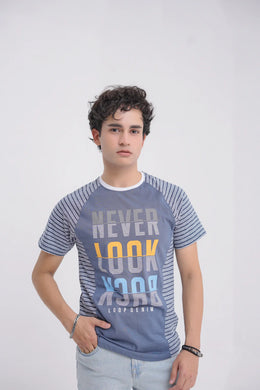 Grey Striper Cotton Men's T-Shirt - Loopspk