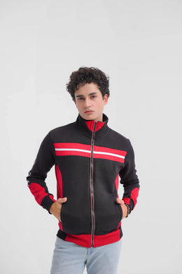 Men’s Black and Red Zipper Hoodie - Loopspk