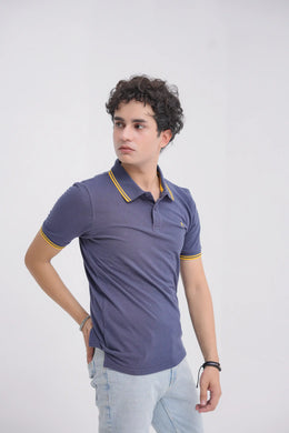 Navy Blue Cotton Men's Polo Shirt - Loopspk