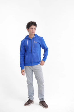 Royal Blue Men's Zipper Hoodie - Loopspk